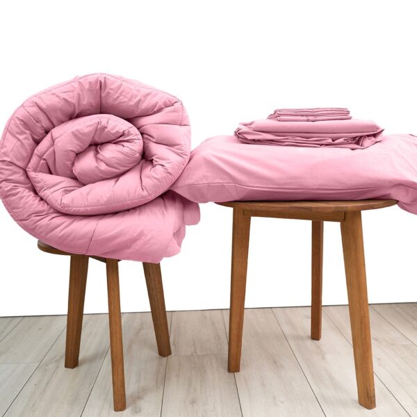 Basic Bedpack con cobertor hipoalergénico 150 hilos color palorosa 100% algodón