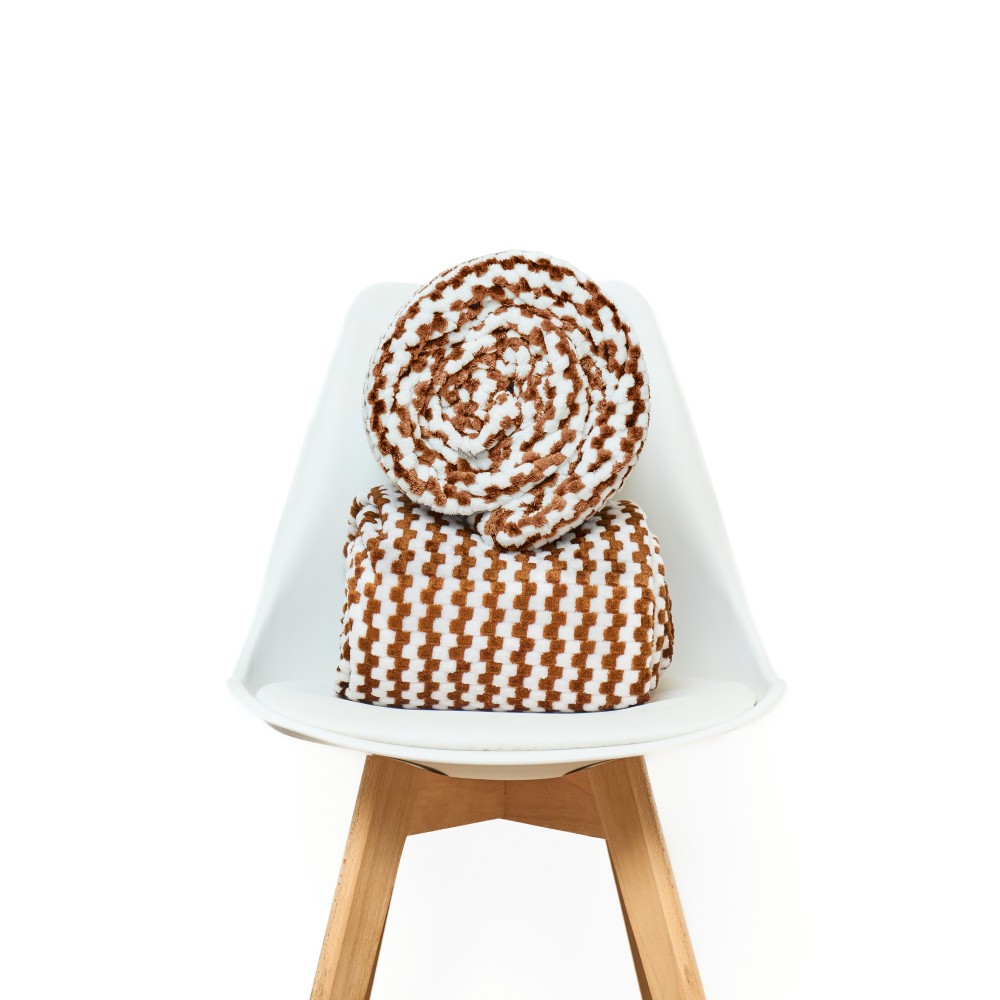 Mantita PREMIUM chess con reversible de corderito - blanco/chocolate