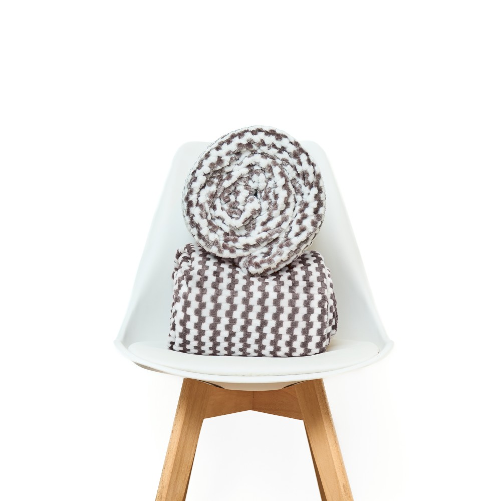 Mantita PREMIUM chess con reversible de corderito - blanco/gris