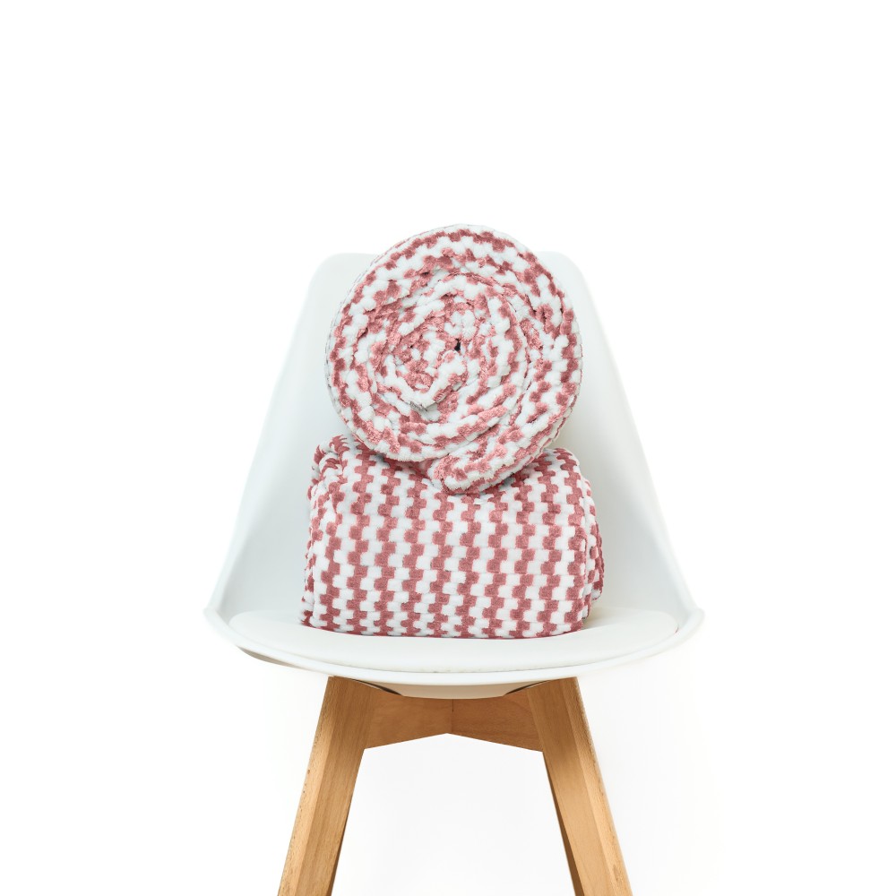 Mantita PREMIUM chess con reversible de corderito - blanco/palo rosa