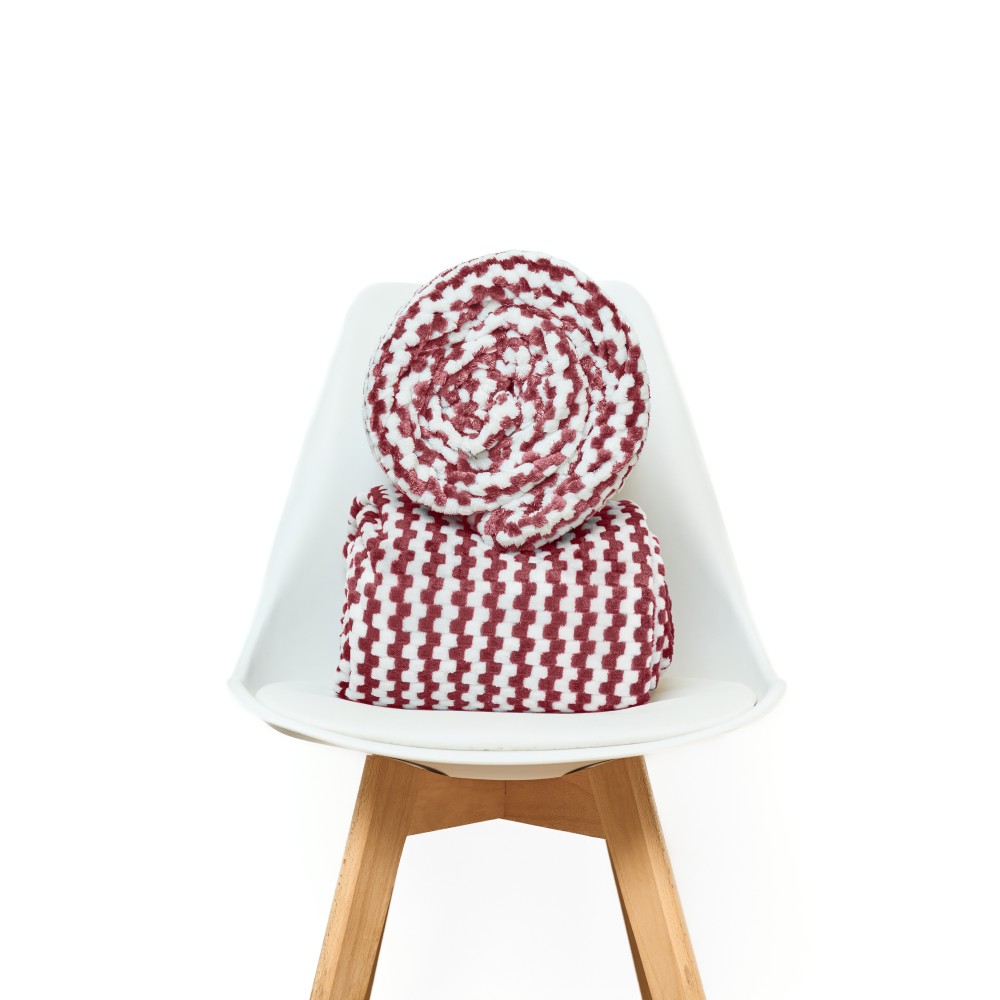 Mantita PREMIUM chess con reversible de corderito - blanco/vino